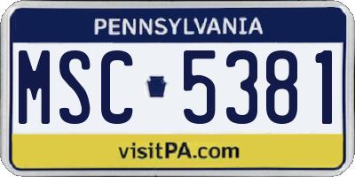 PA license plate MSC5381