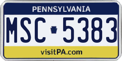 PA license plate MSC5383