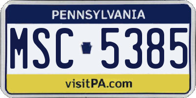 PA license plate MSC5385