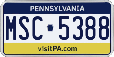 PA license plate MSC5388