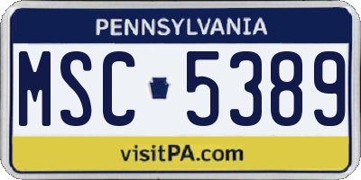 PA license plate MSC5389