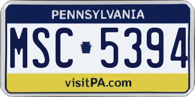 PA license plate MSC5394