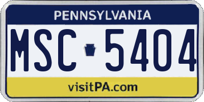 PA license plate MSC5404