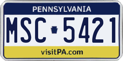 PA license plate MSC5421