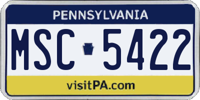 PA license plate MSC5422