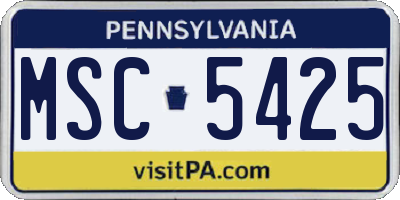 PA license plate MSC5425