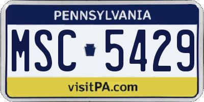 PA license plate MSC5429