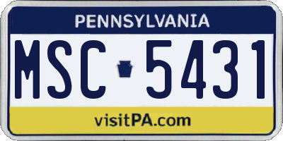 PA license plate MSC5431