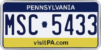 PA license plate MSC5433