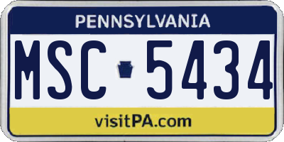 PA license plate MSC5434
