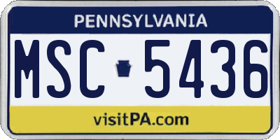 PA license plate MSC5436