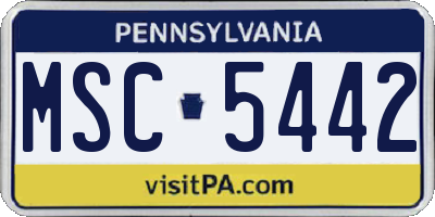 PA license plate MSC5442