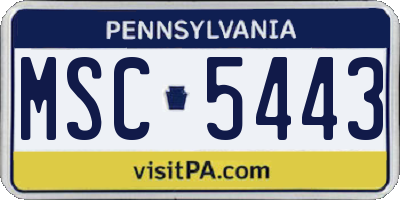 PA license plate MSC5443