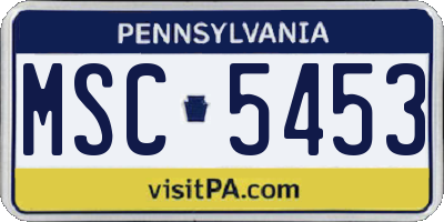 PA license plate MSC5453