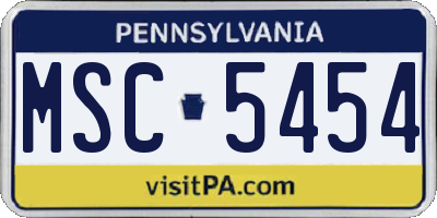 PA license plate MSC5454