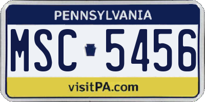 PA license plate MSC5456