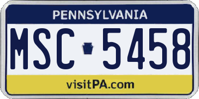 PA license plate MSC5458