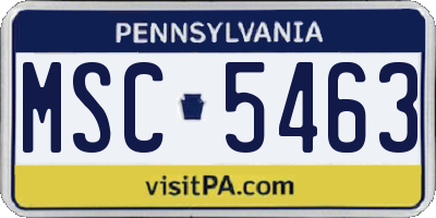 PA license plate MSC5463