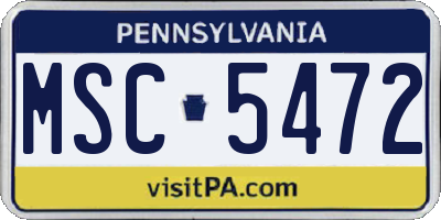 PA license plate MSC5472