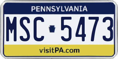 PA license plate MSC5473
