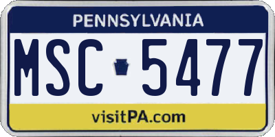 PA license plate MSC5477
