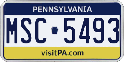 PA license plate MSC5493