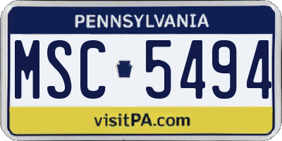 PA license plate MSC5494