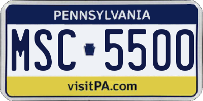 PA license plate MSC5500