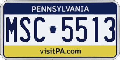 PA license plate MSC5513