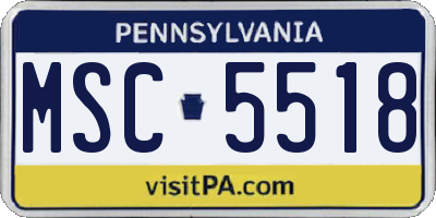 PA license plate MSC5518