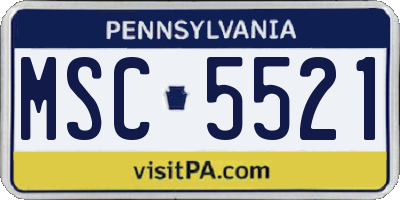 PA license plate MSC5521