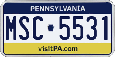 PA license plate MSC5531