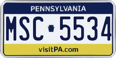 PA license plate MSC5534