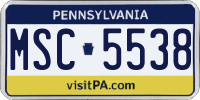 PA license plate MSC5538