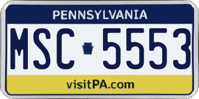 PA license plate MSC5553