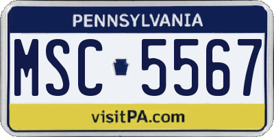 PA license plate MSC5567