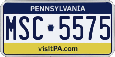 PA license plate MSC5575