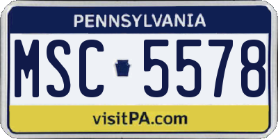 PA license plate MSC5578