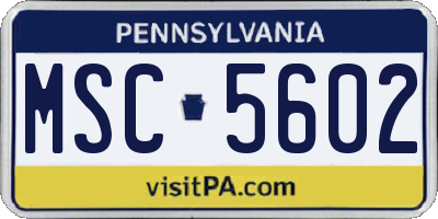 PA license plate MSC5602