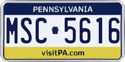 PA license plate MSC5616