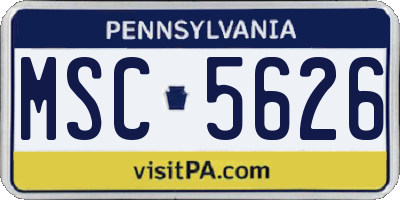 PA license plate MSC5626