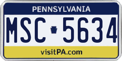 PA license plate MSC5634