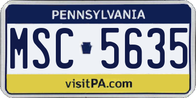 PA license plate MSC5635