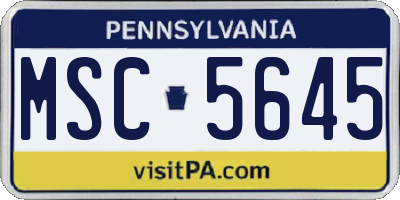 PA license plate MSC5645