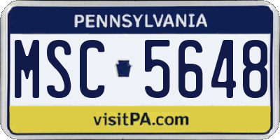 PA license plate MSC5648