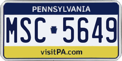 PA license plate MSC5649