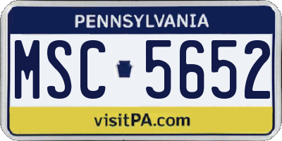 PA license plate MSC5652