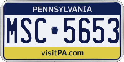 PA license plate MSC5653