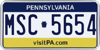 PA license plate MSC5654
