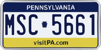 PA license plate MSC5661